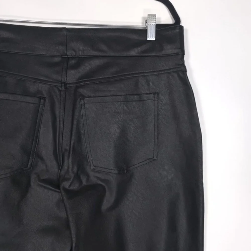 NWT SPANX II Slim Straight Faux Leather Pant Luxe Black 20528Q Women's 1X PETITE